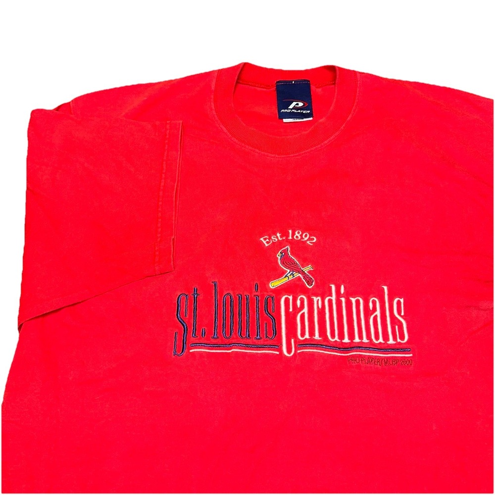 Vintage 2000 Pro Player MLB St Louis Cardinals Red Embroidered T-Shirt‎ Men's L